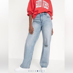 Mid-Rise Ripped Wide-Leg Jeans for Women